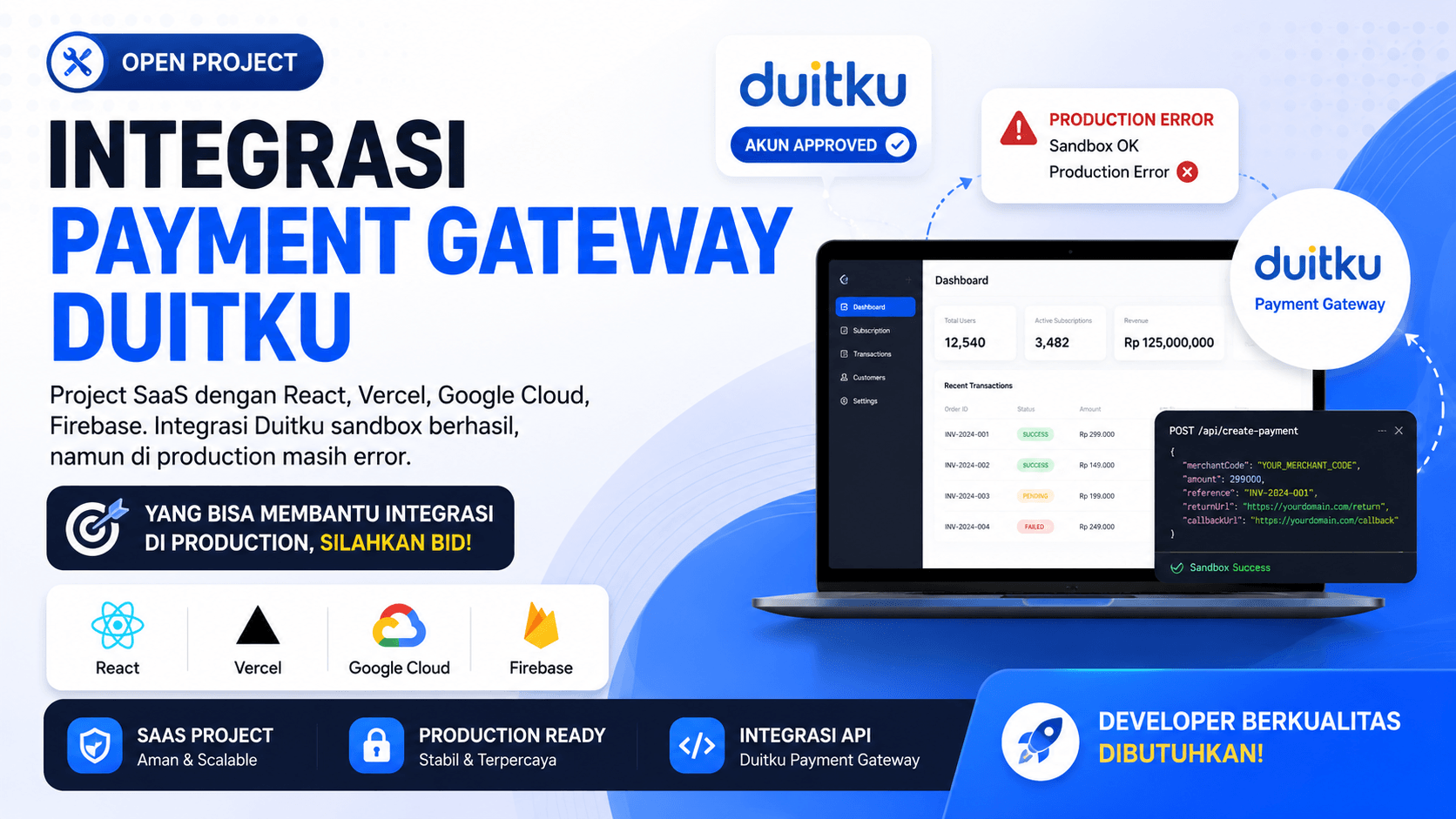 Mengintegrasikan payment gateway Duitku ke sistem menggunakan React